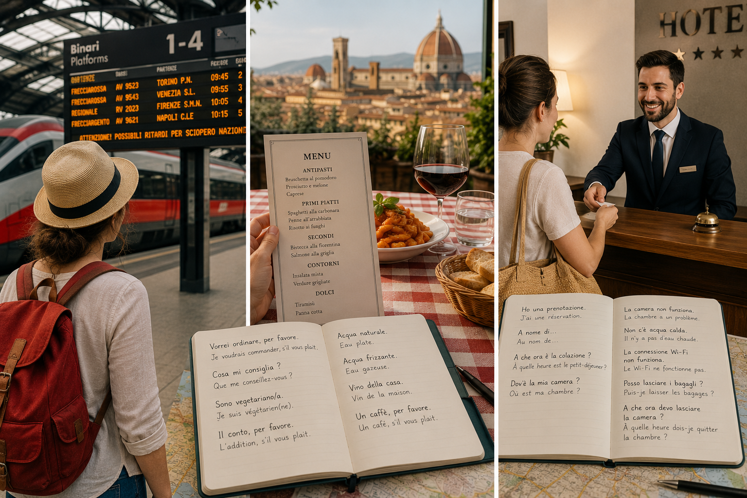 vocabulaire italien transport restaurant hebergement hotel